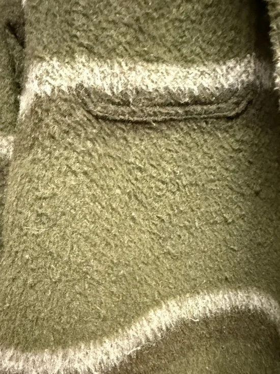 Old Navy Olive Green Striped Fuzzy Shacket Jacket - Picture 3 of 4